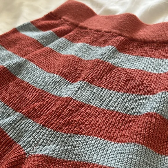 Free People Beach Malibu Surf Sweater Set Stripe Red Blue Knit Set Shorts Top - Picture 6 of 11